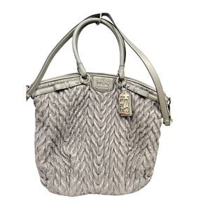 Coach 70th Anniversary Quilted Satchel Shoulder Bag Gray